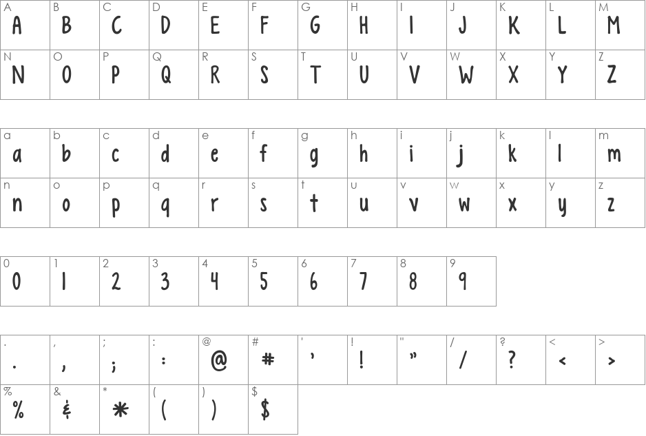 KG Empire of Dirt font character map preview