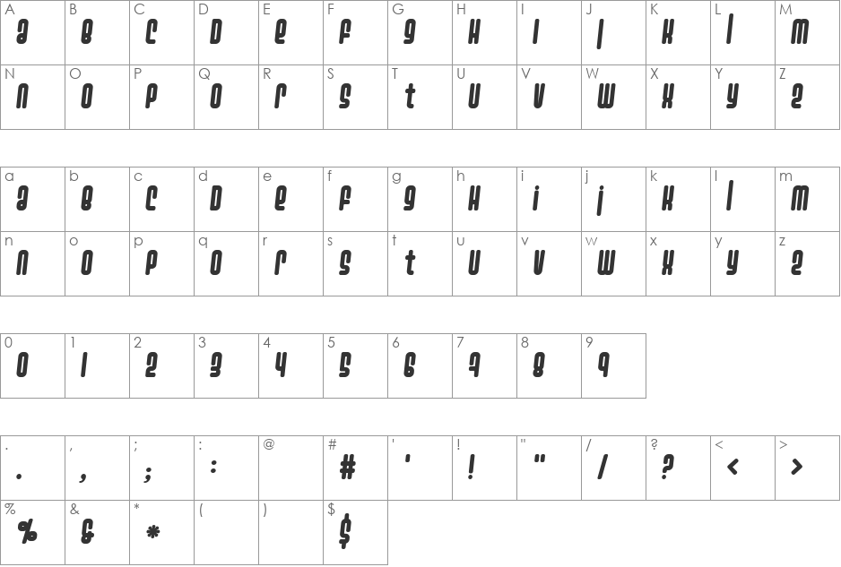 Ashbury font character map preview