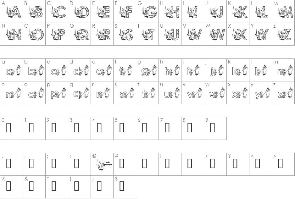KG FISHERMAN font character map preview