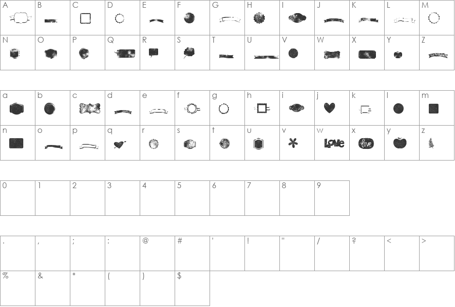 KG Flavor And Frames Seven font character map preview