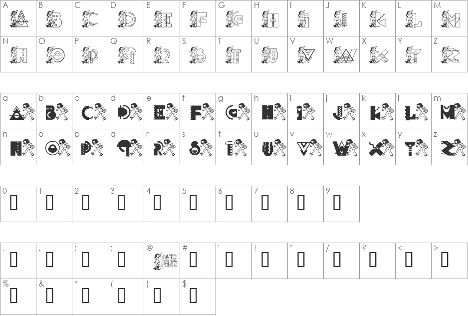 KG FUNKYGIRL font character map preview