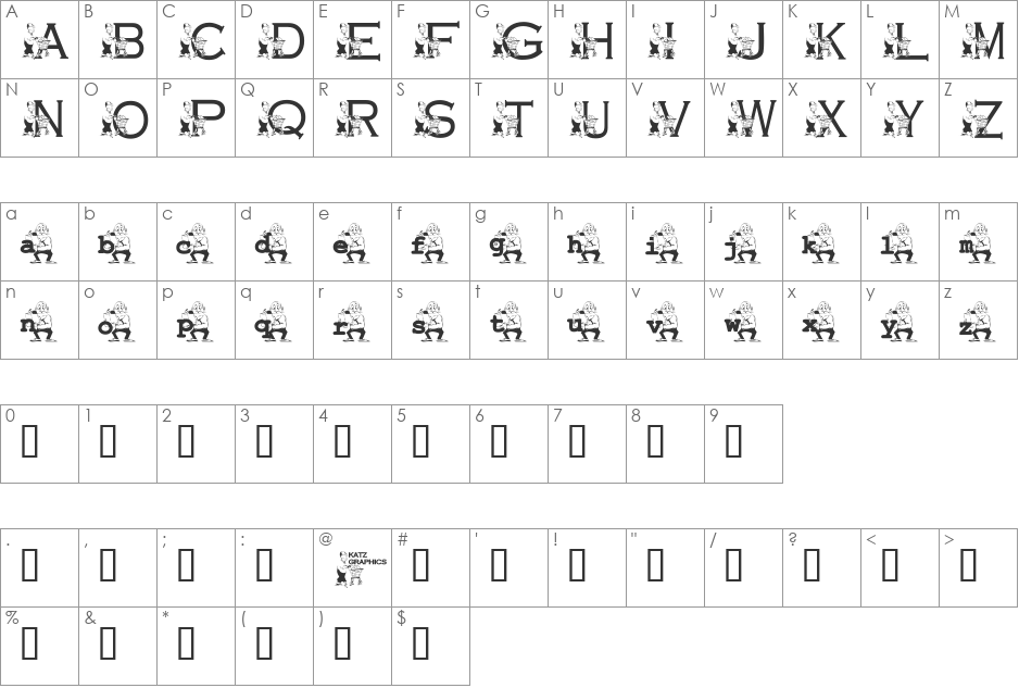 KG GROCERY font character map preview