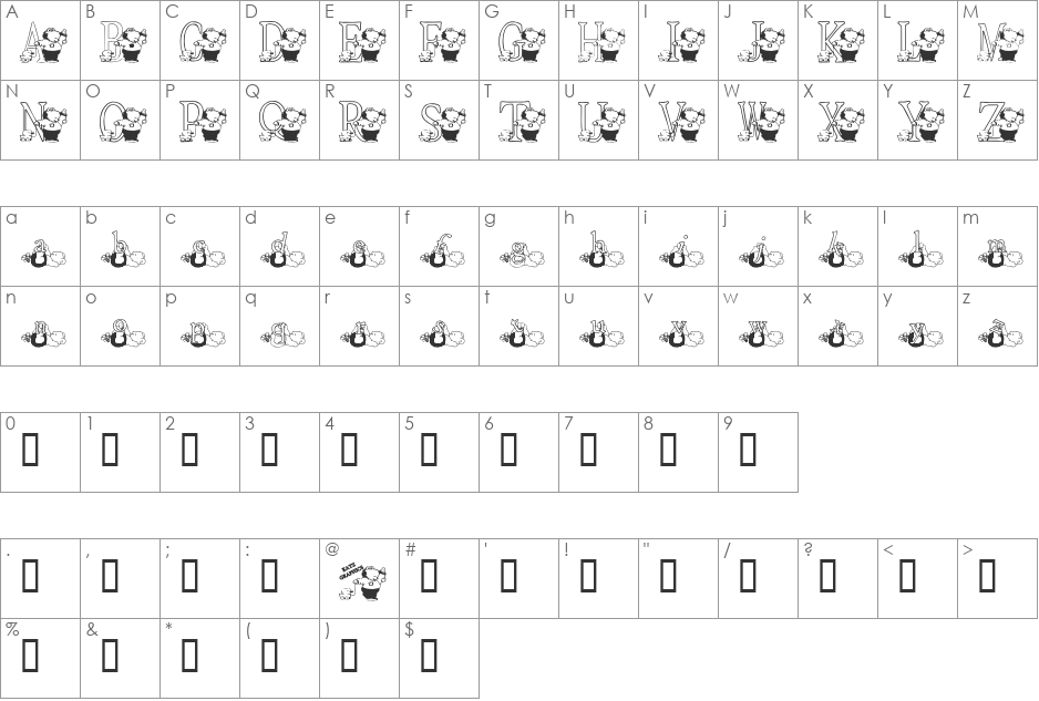 KG JESSIE font character map preview