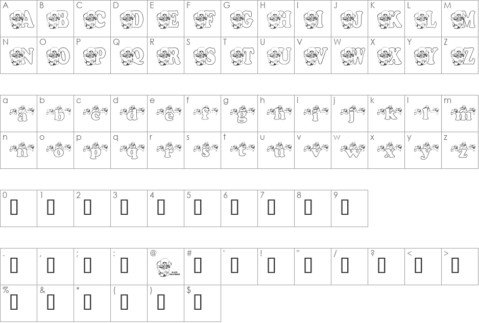 KG LAMBIE PIE font character map preview