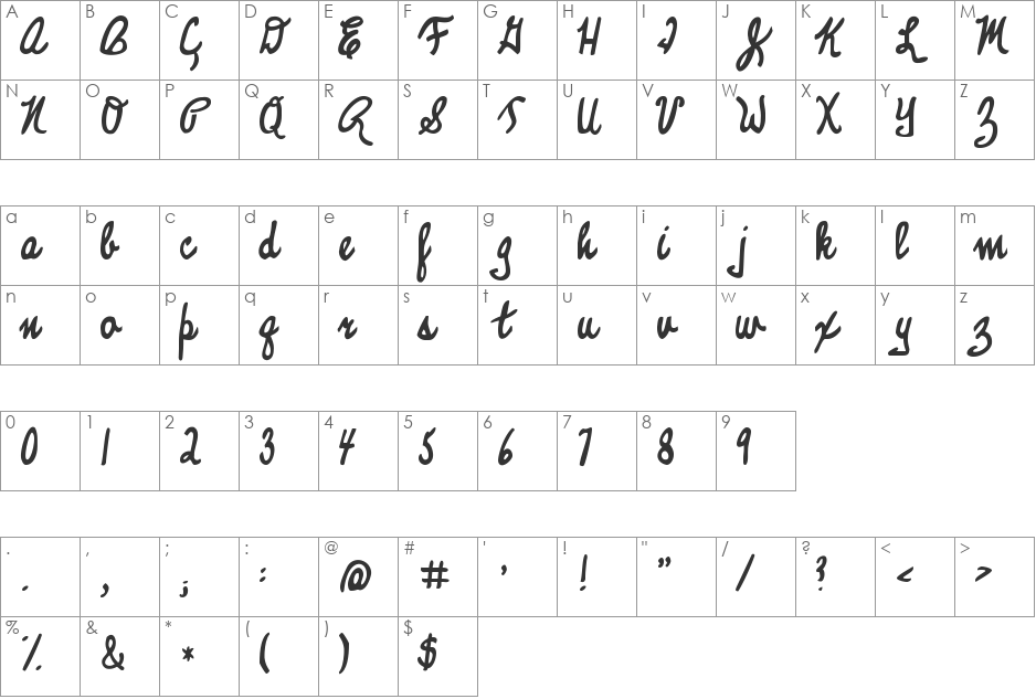 KG Legacy of Virtue font character map preview