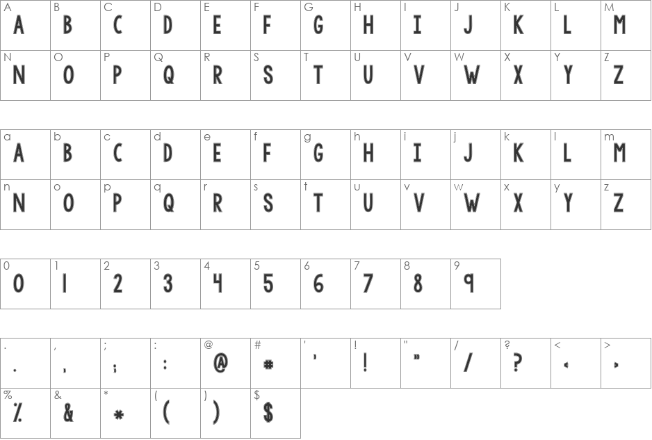 KG LET HER GO font character map preview