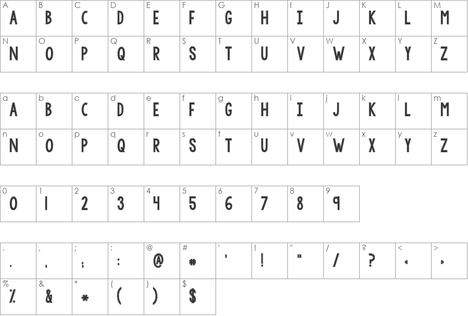 KG LET HER GO SOLID font character map preview