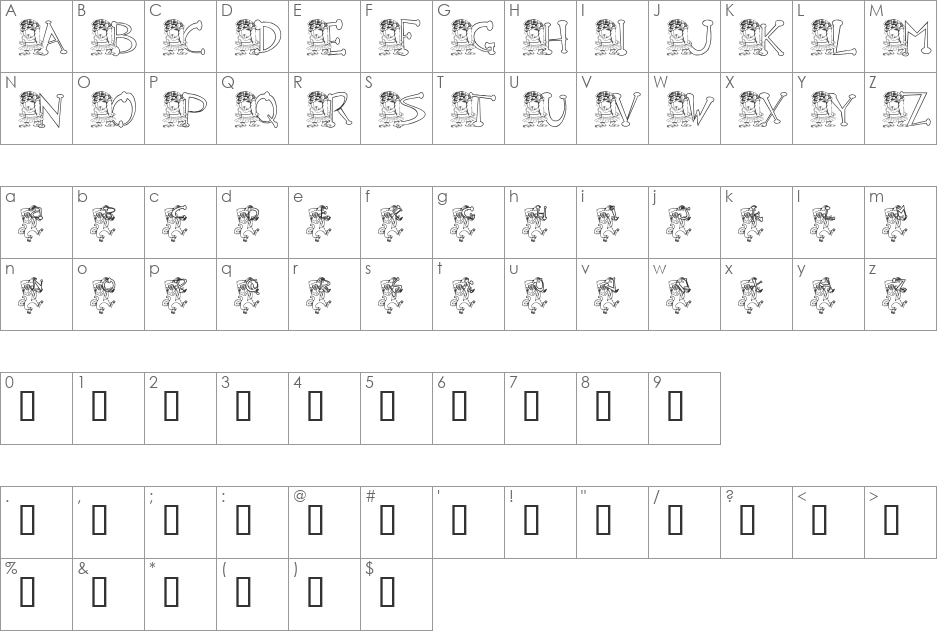 KG MONKEE font character map preview