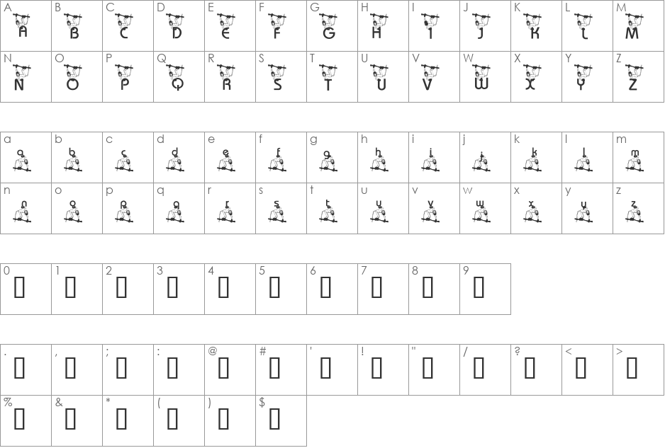 KG Monkey font character map preview