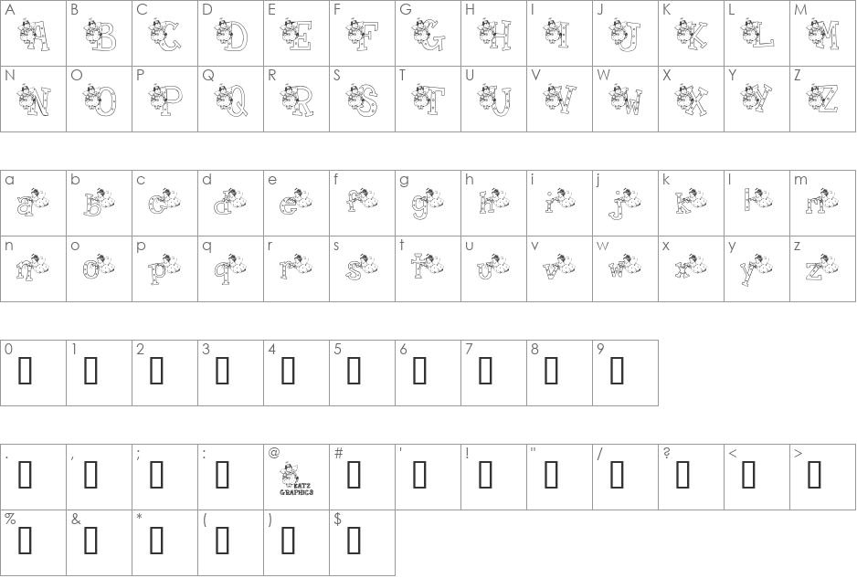 KG NANCY font character map preview