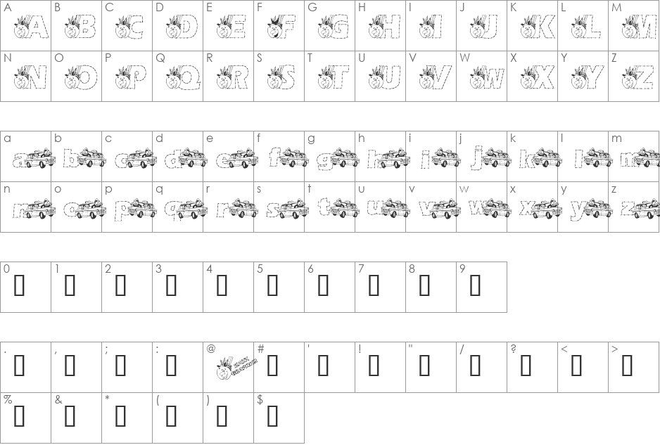 KG NYC font character map preview