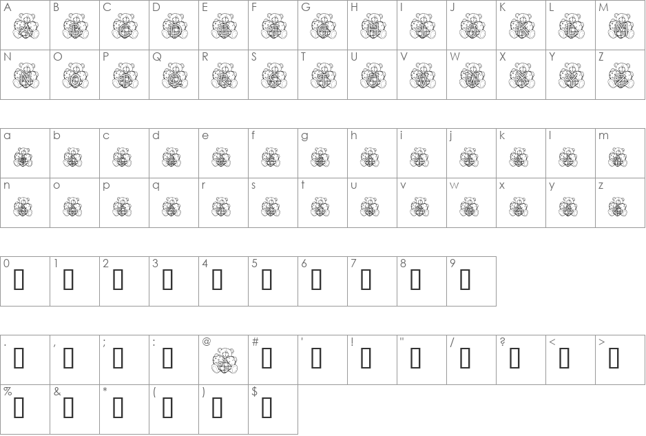 KG PATCHBEAR font character map preview