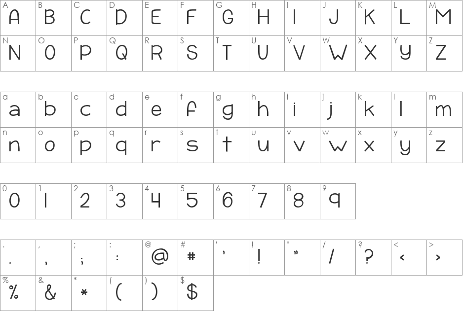 KG Payphone font character map preview