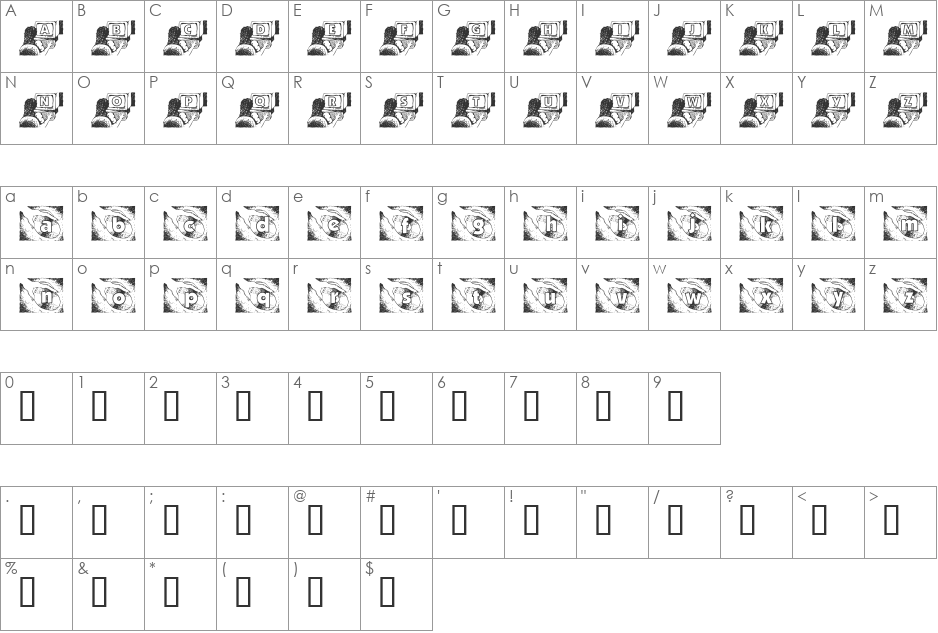 KG Puter font character map preview