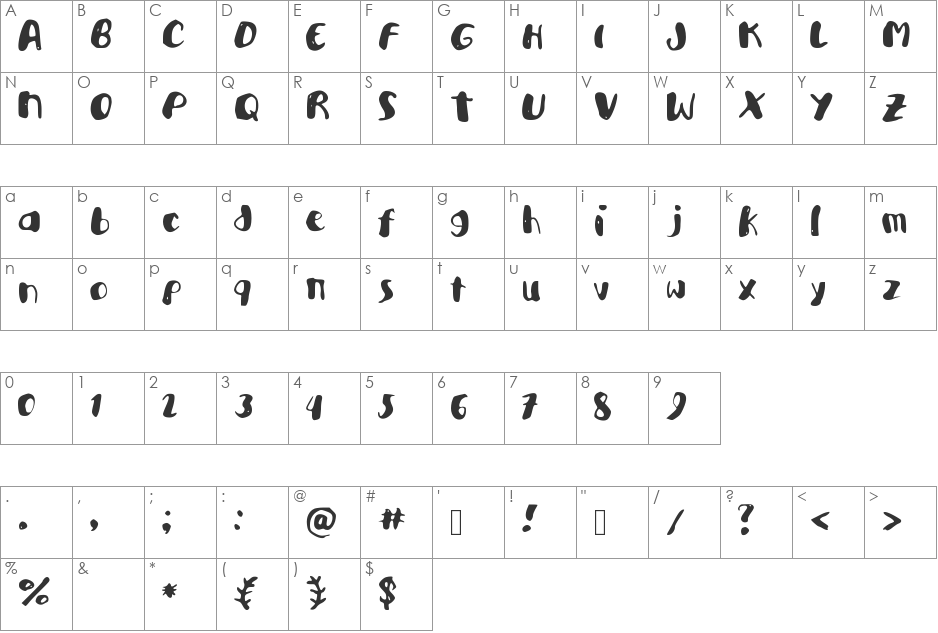 AcademyKiller font character map preview