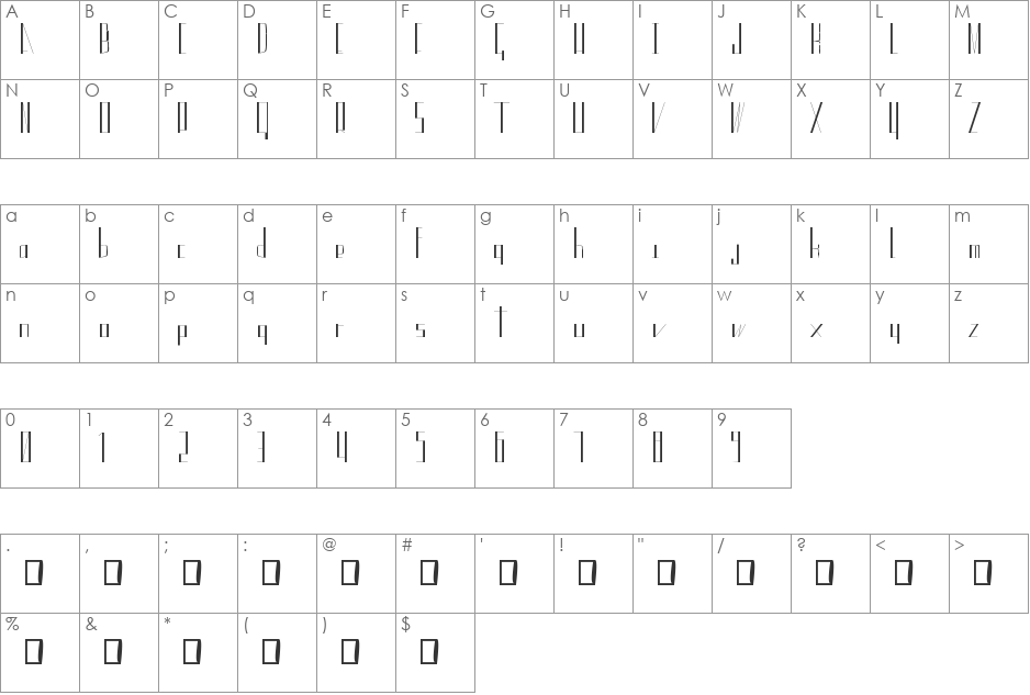 KG Sans font character map preview