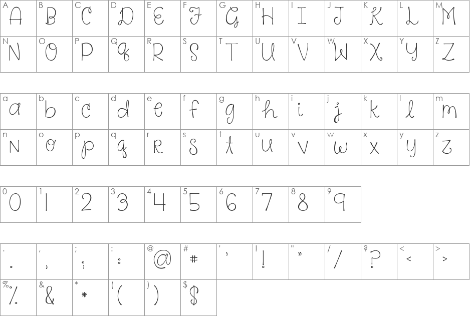 KG Say Something font character map preview