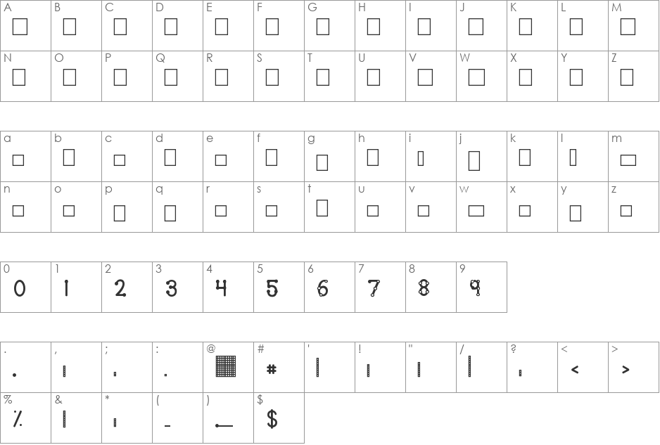 KG Teacher Helpers font character map preview