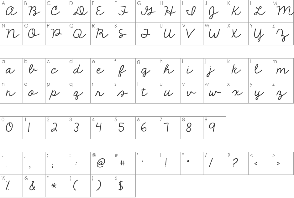 KG The Fighter font character map preview