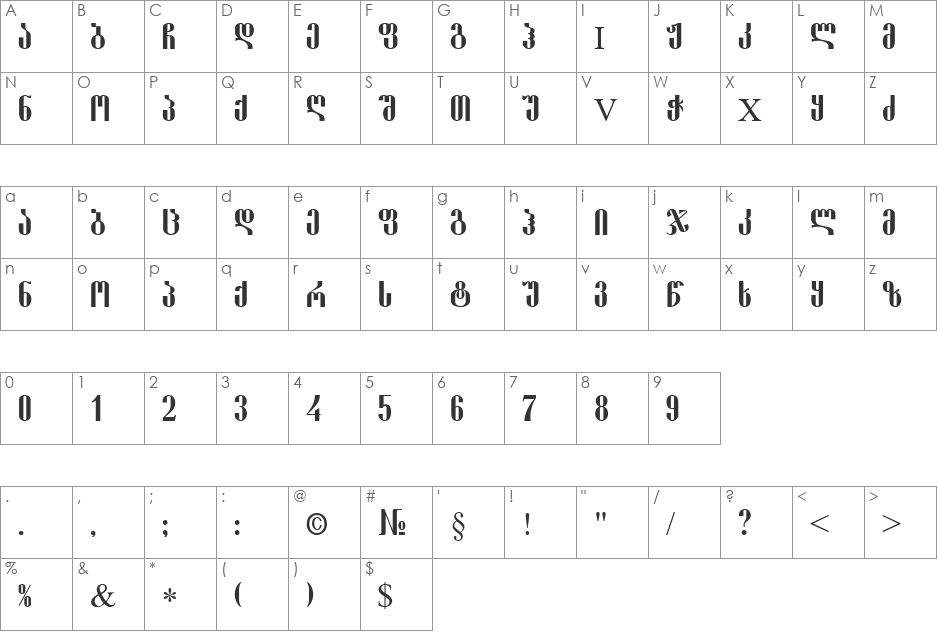 Ashemok font character map preview