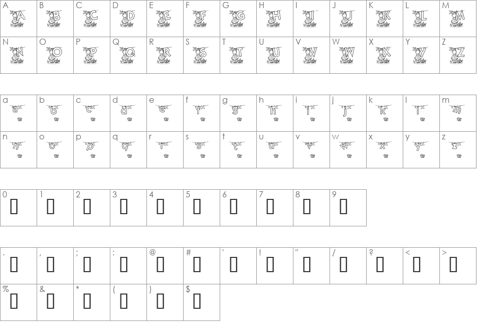 KG WASHDAY font character map preview