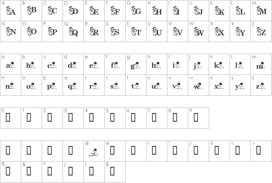 KGMAGIC font character map preview