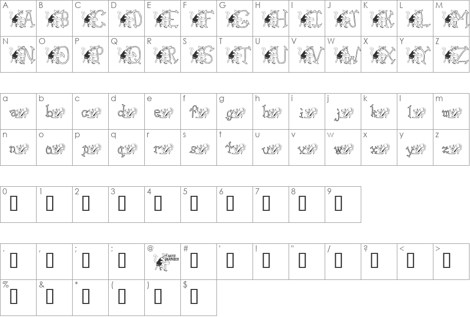 KGMSKAT font character map preview