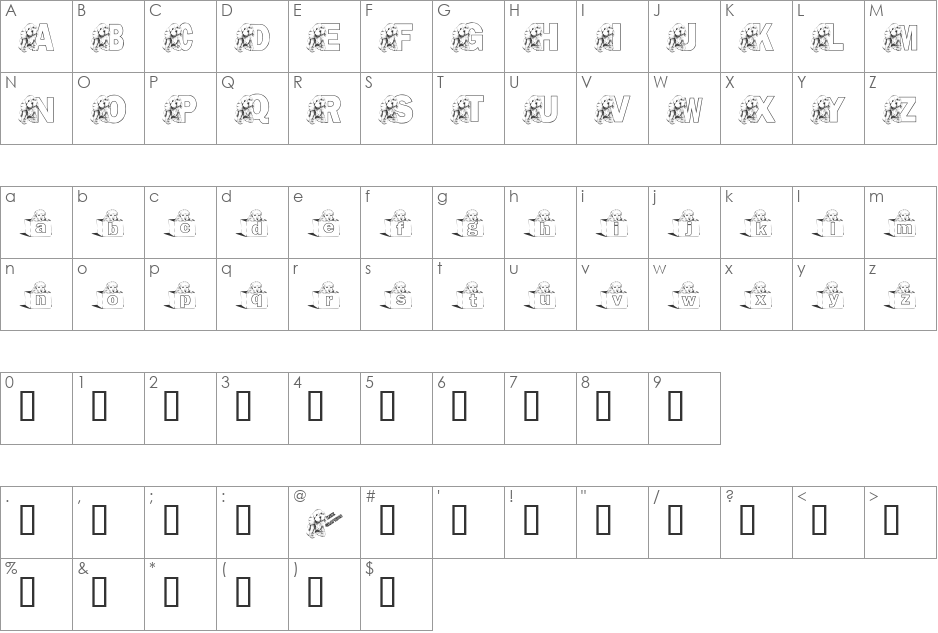 KGPUPS font character map preview