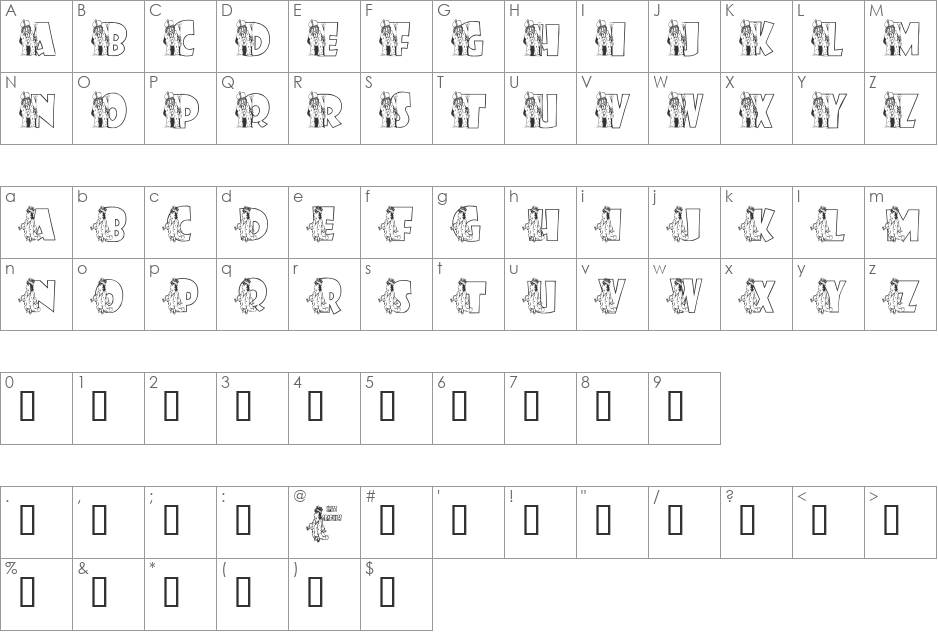 KGROYALITY font character map preview