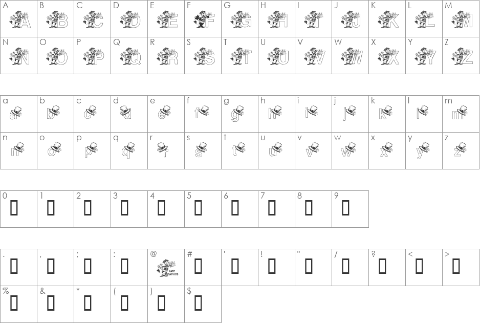 KGSTPAT2 font character map preview