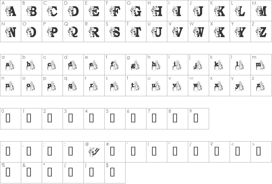 KGTIGERCOOK font character map preview