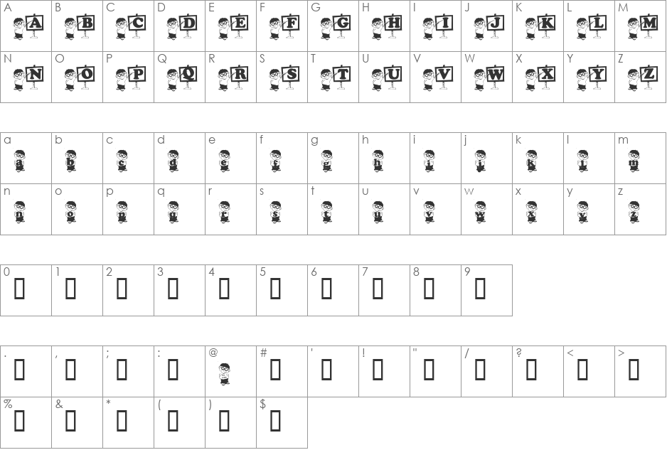 KG_BOYZ font character map preview