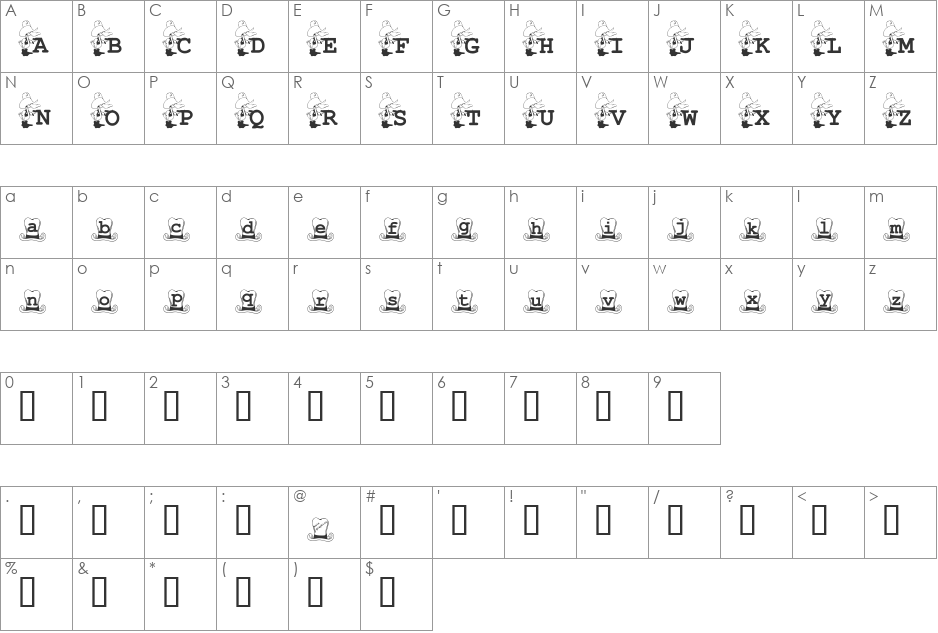 KG_DUCKZ font character map preview