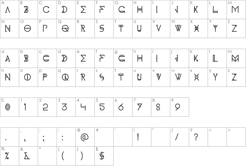 KH Idon font character map preview