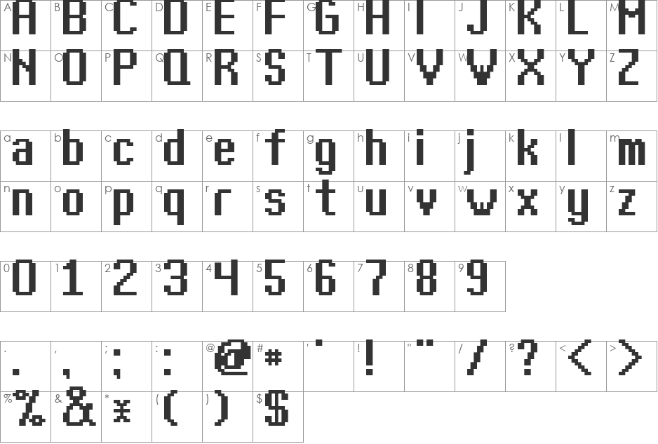 Kharon4a_v01 font character map preview