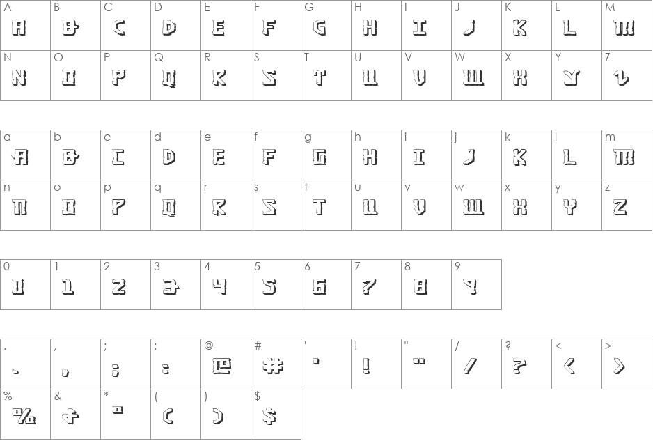 Khazad-Dum 3D Expanded font character map preview