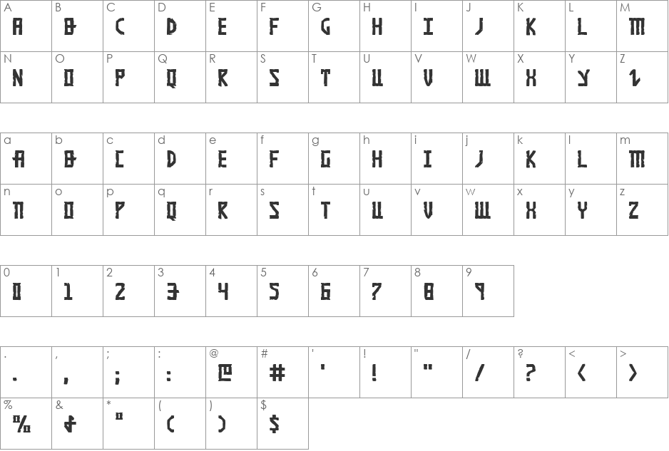 Khazad-Dum Italic font character map preview