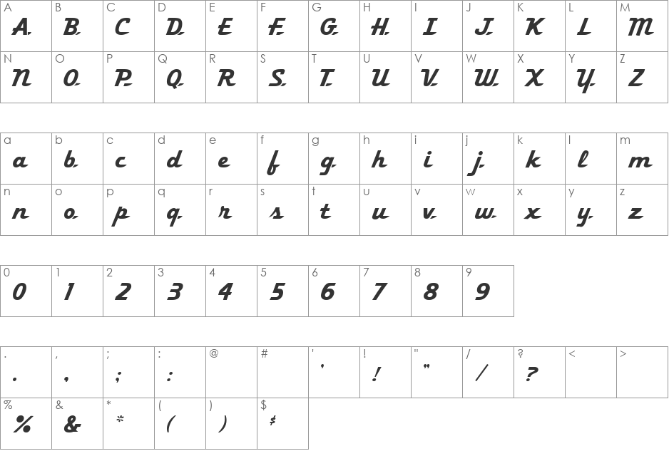 Khedive font character map preview