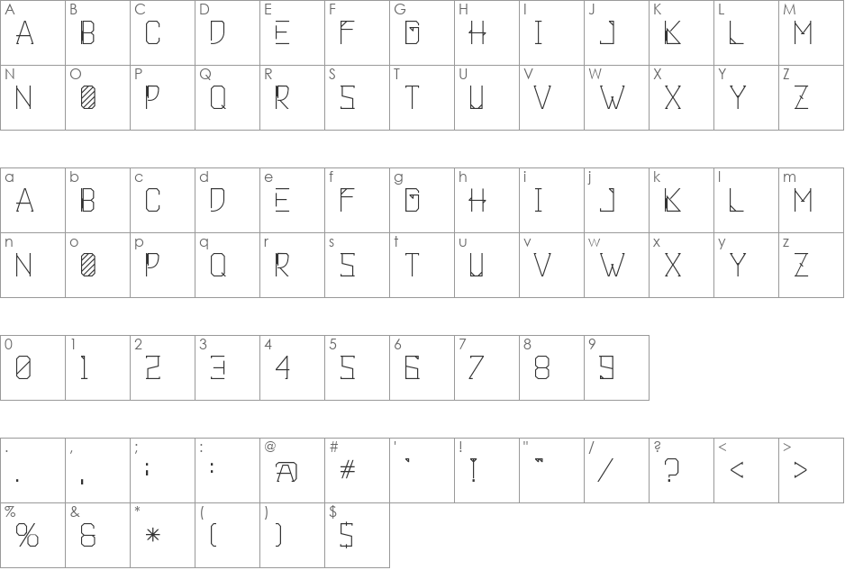 Khemala font character map preview
