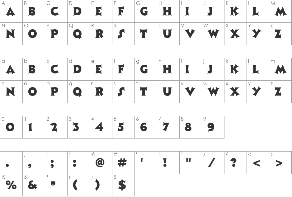 Ashley Crawford font character map preview
