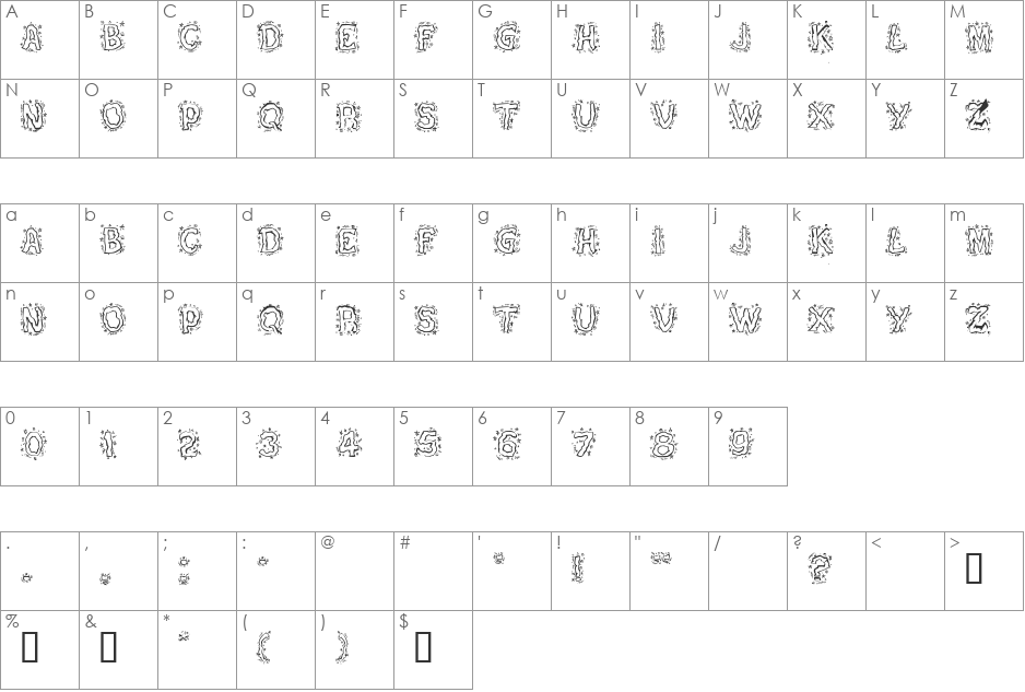 KICK ! font character map preview