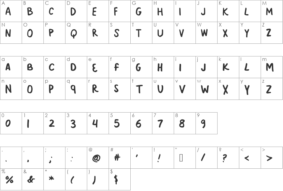 KickINGgrAVeL font character map preview