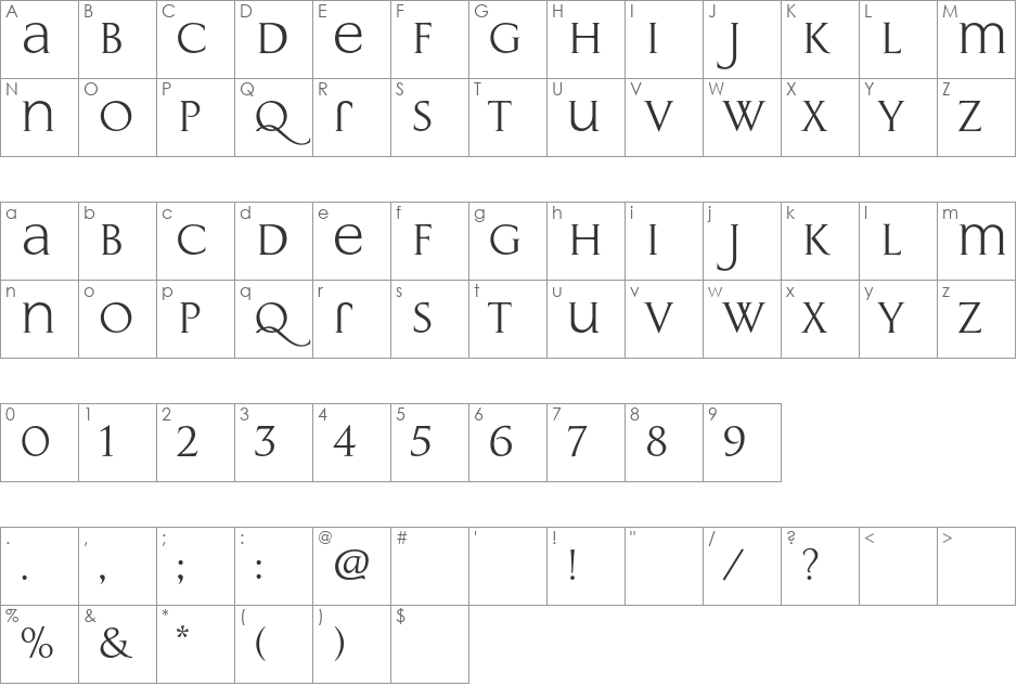 AshleyCapitaliSofia font character map preview