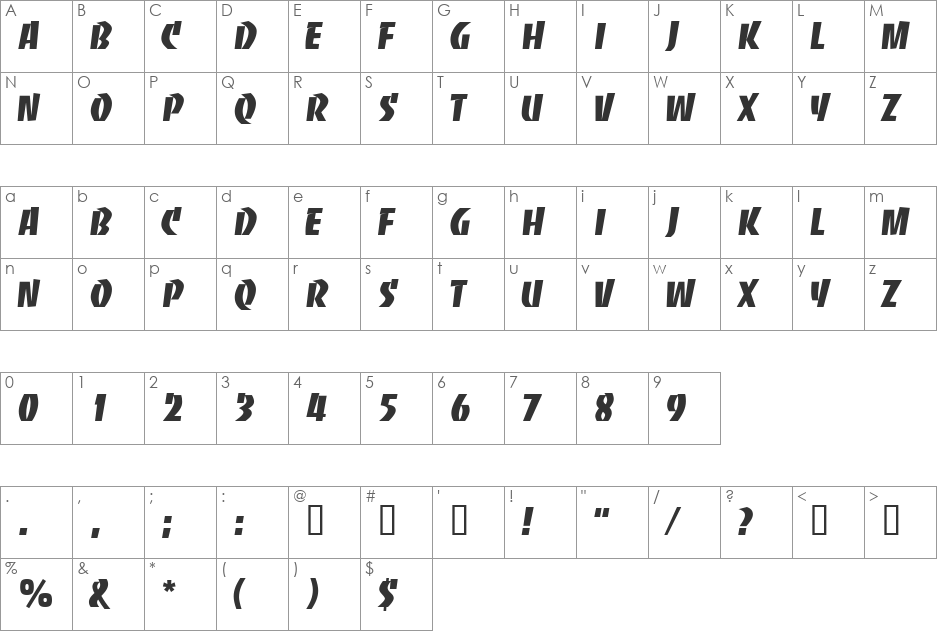 KickStartCapsSSi font character map preview