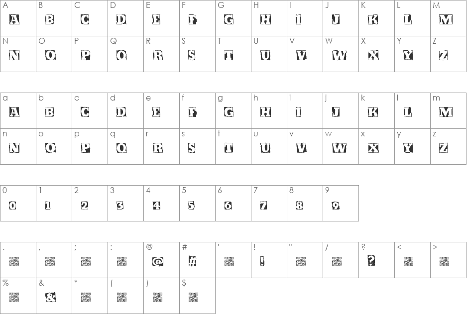 Kickstop font character map preview