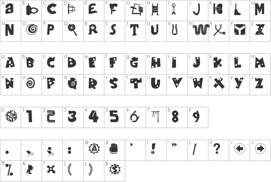 Kiddiefonts font character map preview