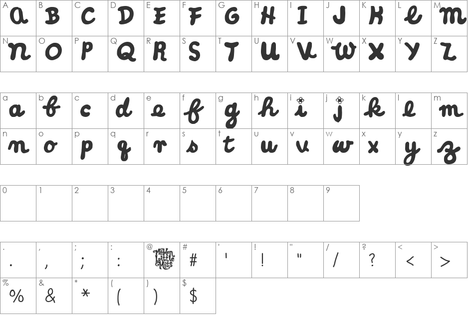 Kiddiefonts font character map preview