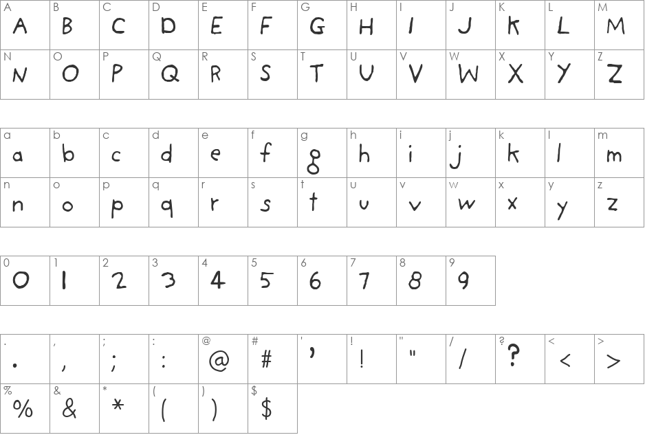 Kiddiefonts font character map preview