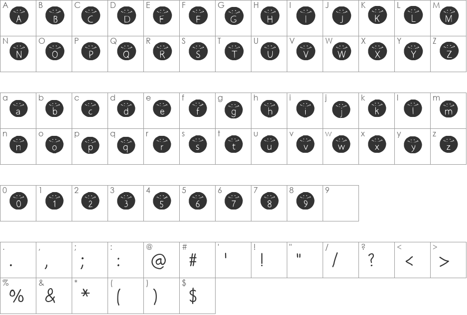 Kiddiefonts font character map preview