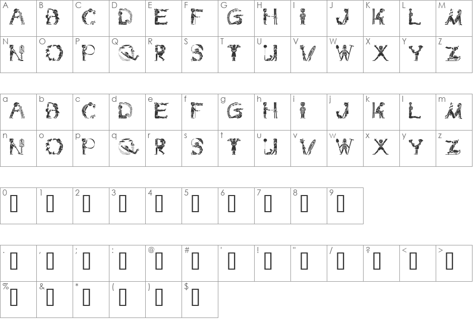 KiddoTR font character map preview